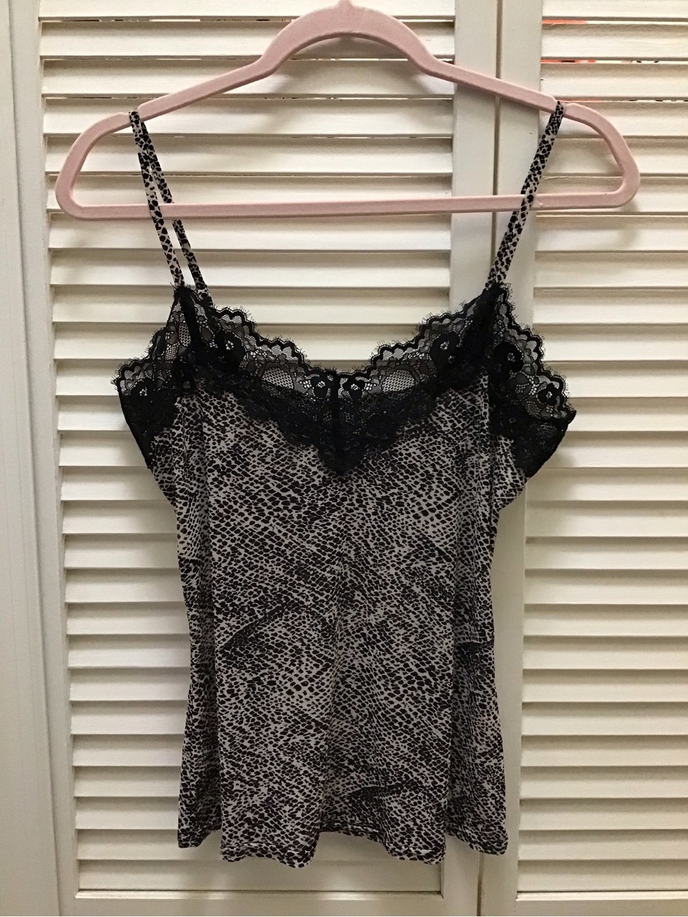 lovestitch Black Lace Trim Animal Print Cami